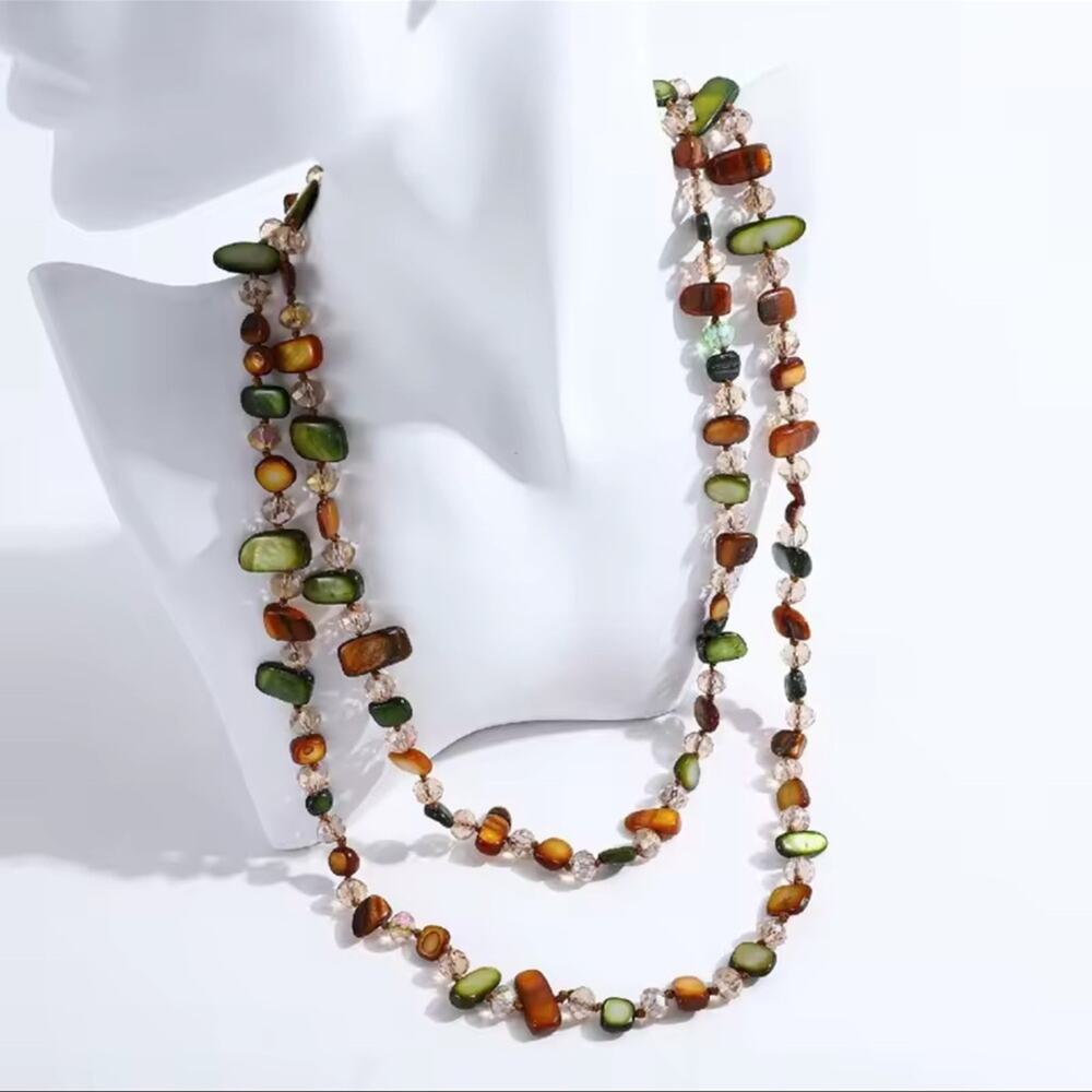 Bohemian Long Shells Strand Beaded Necklace - Picture 3 of 9